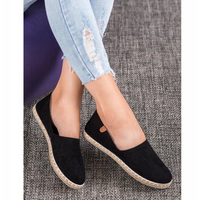 SHELOVET Navlékací černé espadrilky černý 1