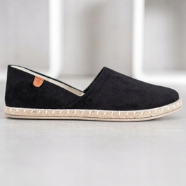 SHELOVET Navlékací černé espadrilky černá 2 SHELOVET Navlékací černé espadrilky černá 2
