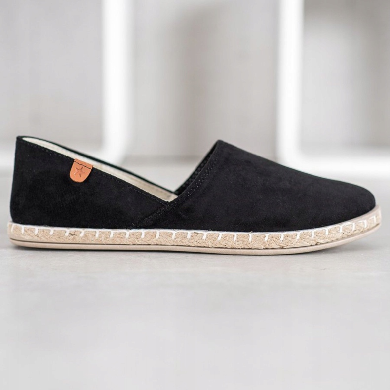 SHELOVET Navlékací černé espadrilky černá 2 SHELOVET Navlékací černé espadrilky černá 2