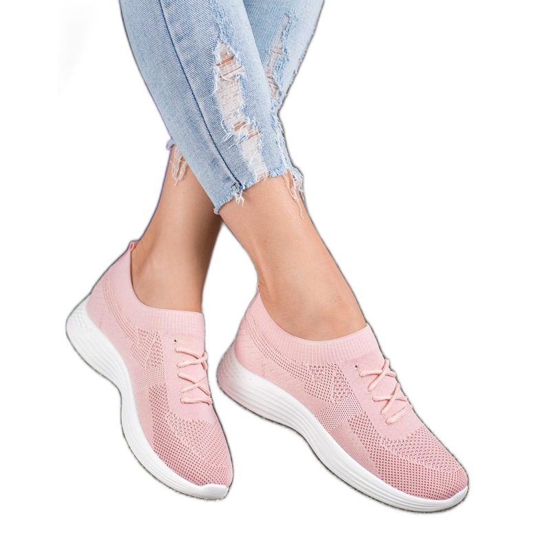 SHELOVET Růžové prolamované boty růžový 1