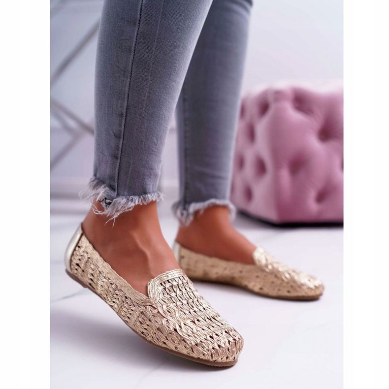 Dámské balerínky Lu Boo pletené zlaté 4Ever zlatý 1