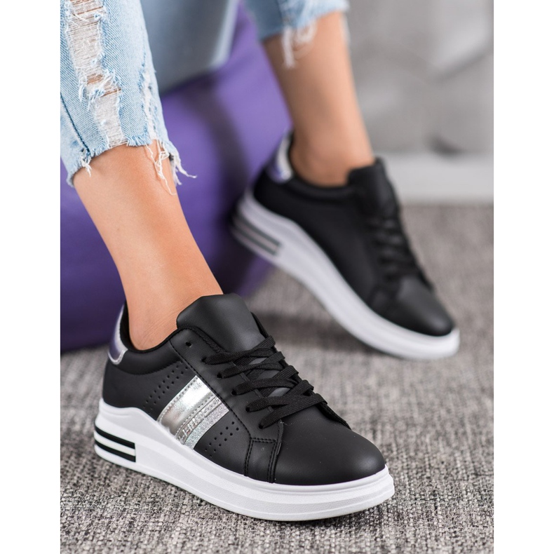 SHELOVET Eko kožené tenisky černá 1