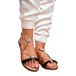 S.Barski Dámské sandály ploché černé a zlaté Barski Samim černá žlutá 1 S.Barski Dámské sandály ploché černé a zlaté Barski Samim černá žlutá 1