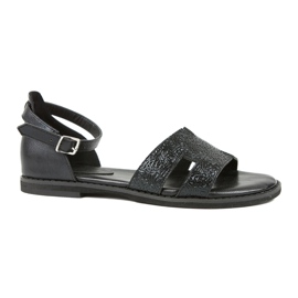 M.Daszyński Černé sandály na podpatku Daszyński MR1848-17 černá 5 M.Daszyński Černé sandály na podpatku Daszyński MR1848-17 černá 5