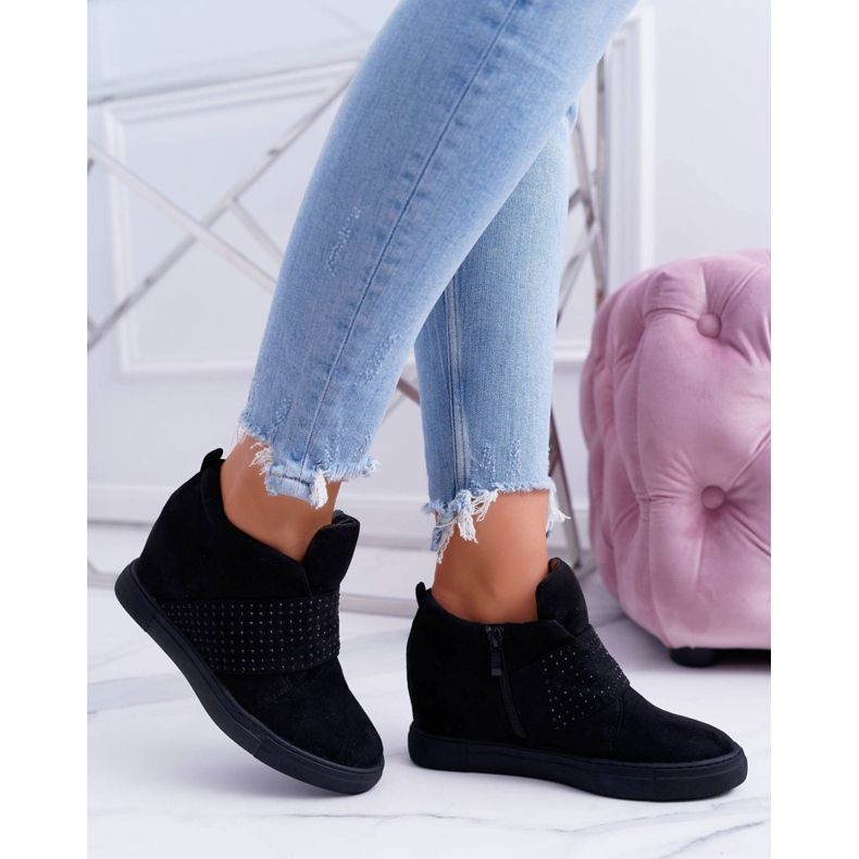 Dámské tenisky černé Lu Boo flitry růžová Cukr černá 2