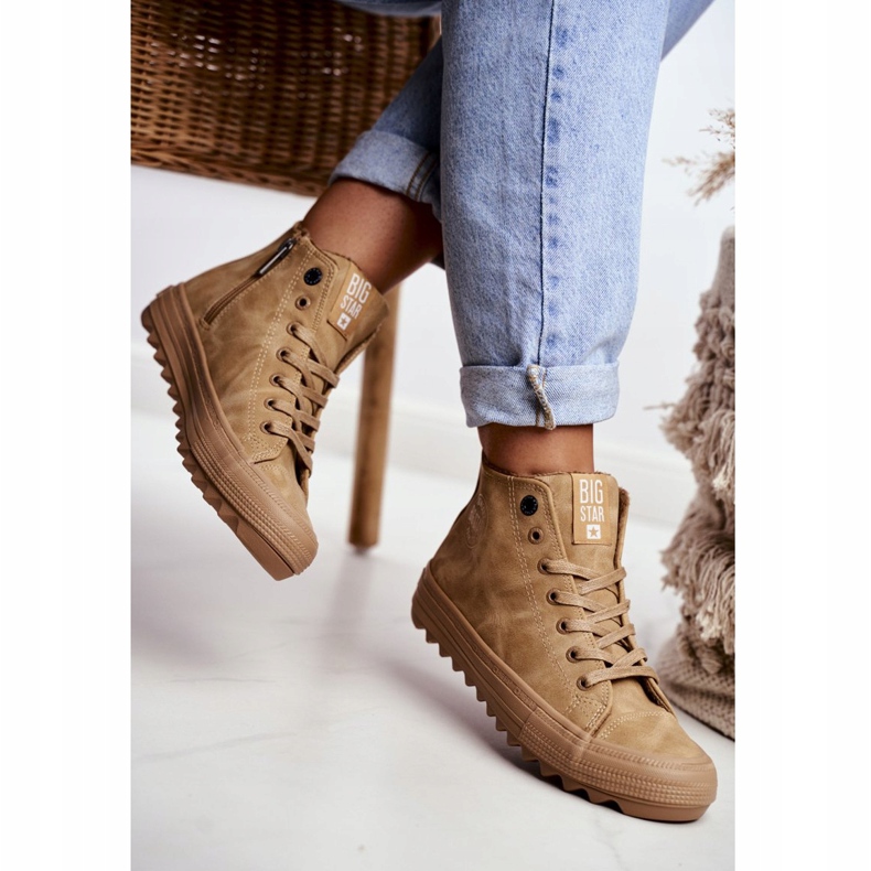 Dámské tenisky Big Star High Warm Camel GG274072 hnědý 2