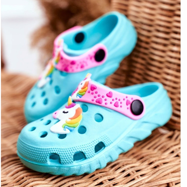 Bona Dětské pantofle Pěnové Crocs Blue Unicorn Lily fialová modrý 1
