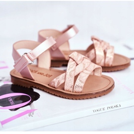 FRROCK Dětské sandály se suchým zipem pro dívky Pink Lilo růžový žluť 3