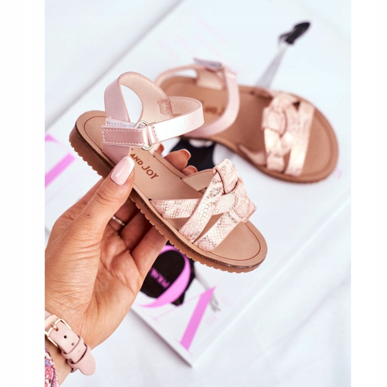 FRROCK Dětské sandály se suchým zipem pro dívky Pink Lilo růžový žlutá 2