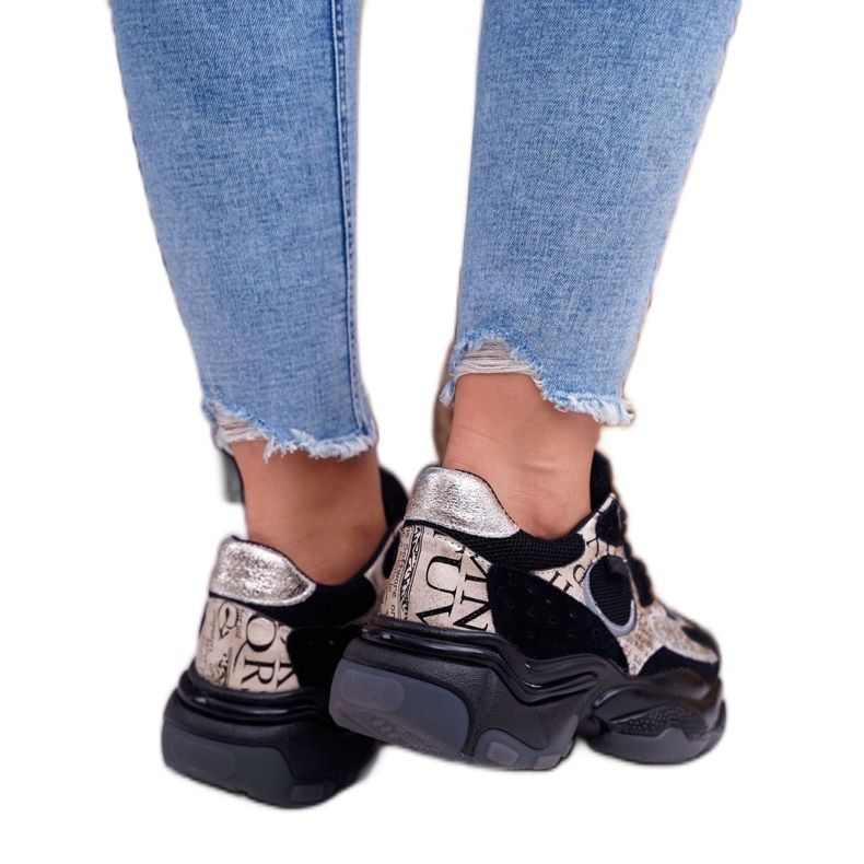 Dámské sportovní boty Big Star od Daniel Lopez černé a zlaté FF274A524 černá žlutá 3