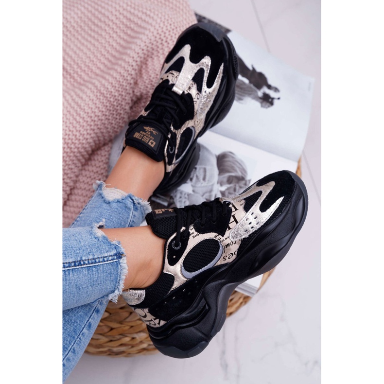 Dámské sportovní boty Big Star od Daniel Lopez černé a zlaté FF274A524 černá žlutá 4