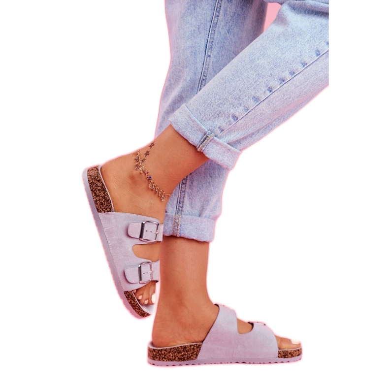 EVE Dámské pantofle na korku se sponami šedé Si Senor šedá 3