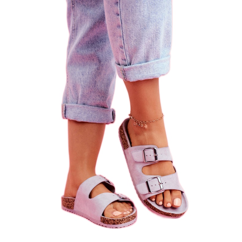 EVE Dámské pantofle na korku se sponami šedé Si Senor šedá 1