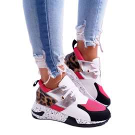 Dámské sportovní boty Lu Boo s leopardím vzorem bílé Malibu bílý černý růžový stříbro 3