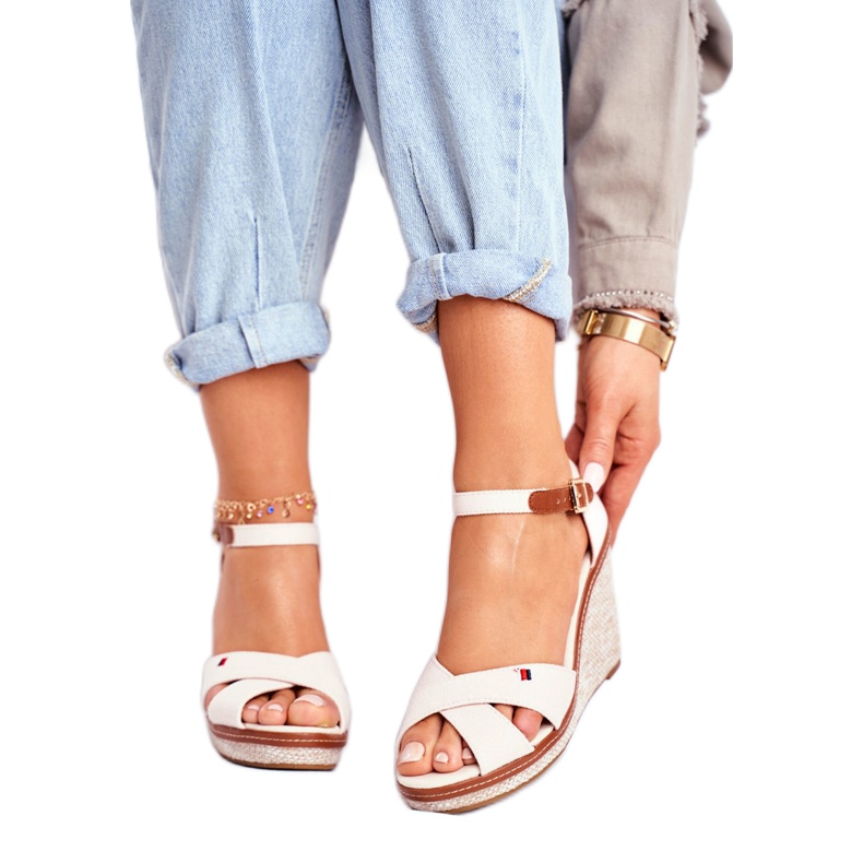 SEA Dámské sandály na klínku béžové LaMane béžový 2