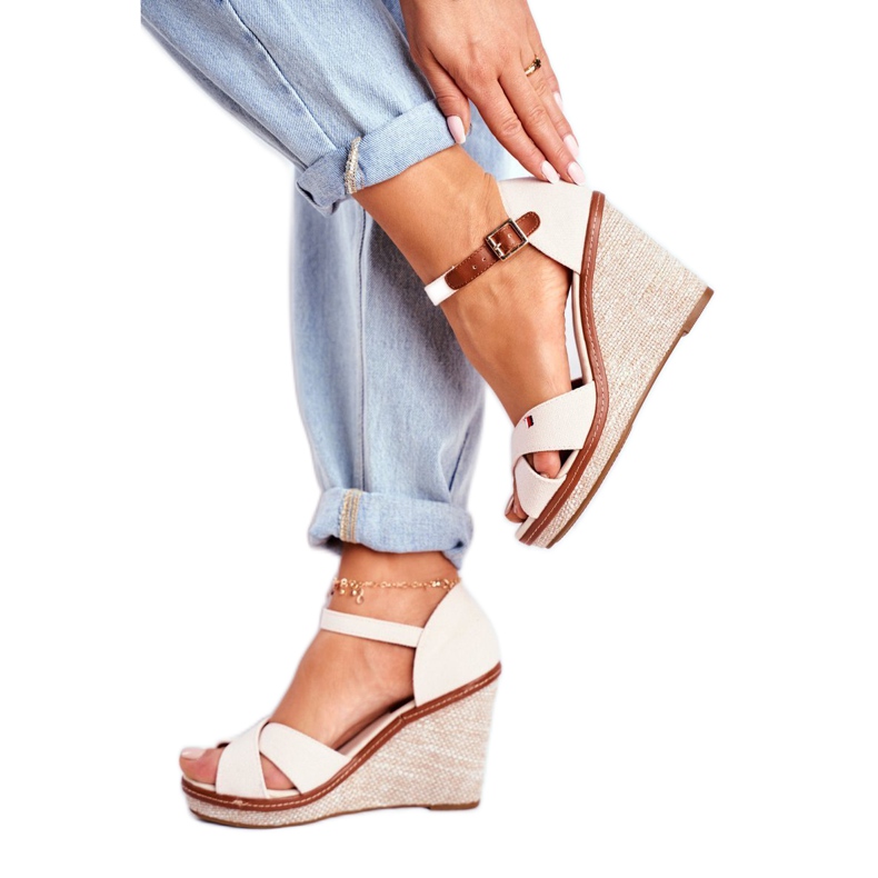 SEA Dámské sandály na klínku béžové LaMane béžový 1