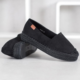 SHELOVET Černé espadrilky se semišem černý 1