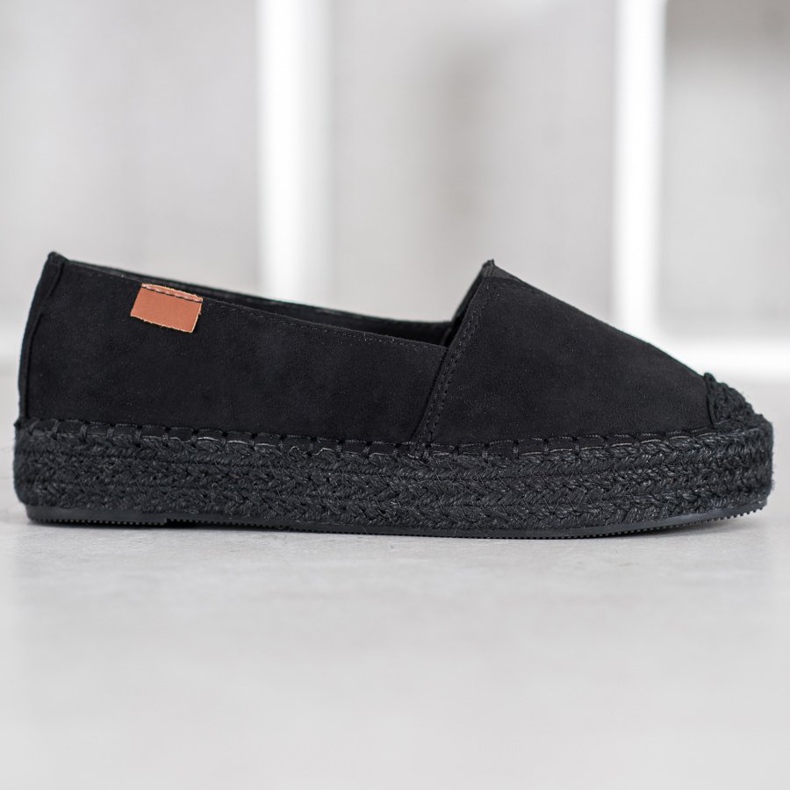 SHELOVET Černé espadrilky se semišem černý 2