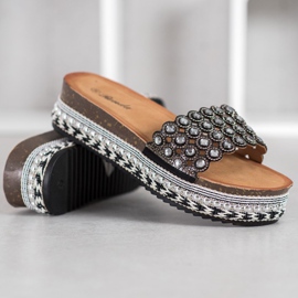 Renda Pantofle S Ozdoby Na Platformě černý 1