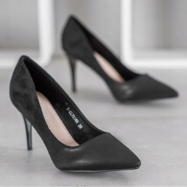 SHELOVET Stylové černé vysoké podpatky černá 1 SHELOVET Stylové černé vysoké podpatky černá 1