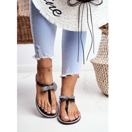 LU BOO Dámské gumové pantofle černé žabky Kamínky Lou černá 2