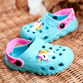 Bona Dětské pantofle Pěnové Crocs Blue Unicorn Lily fialová modrý 2