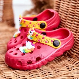 PB2 Dětské pantofle Pěnové Crocs Pink Unicorn Lily růžový žluť 1