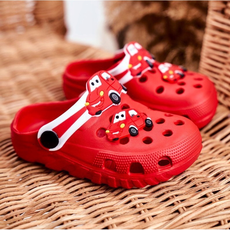 PB2 Dětské pantofle Pěnové Crocs Red Cars Bruno červené 1