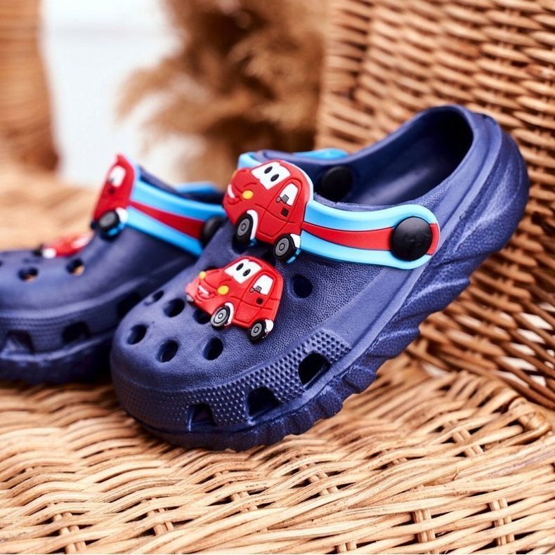 PB2 Dětské pantofle Pěnové Crocs Navy Blue Cars Bruno námořnická modř 1