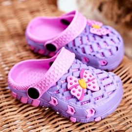 NEWS Dětské pantofle Pěnové Crocs Violet Bow Susan fialová 1