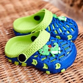 Dětské pantofle Pěnové Crocs Navy Blue Crocodile Casper modrý žluť 1