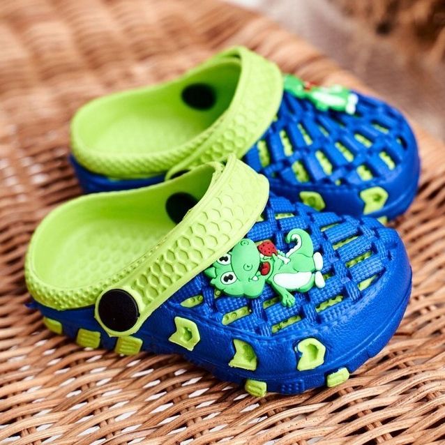 Dětské pantofle Pěnové Crocs Navy Blue Crocodile Casper modrý žluť 1