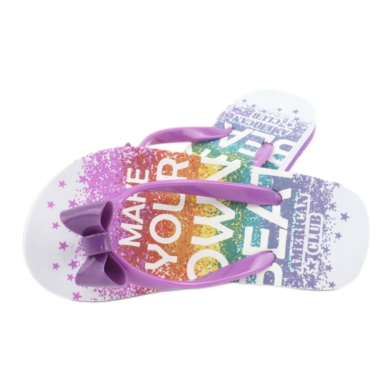 American Club Dívčí žabky, fialové flip -flops s lukem fialová 2