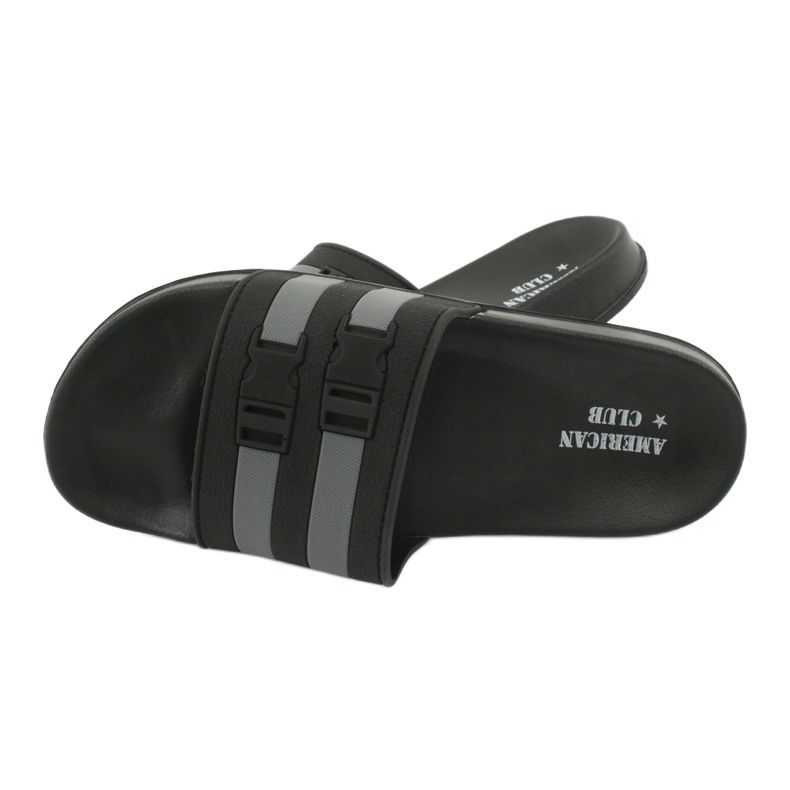 American Club Americké dvoupruhové bazénové pantofle NH15 pro muže černá šedá 3