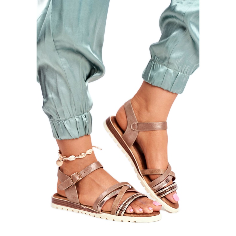 EVE Dámské sandály Flat Brown Replay hnědý žluť 2