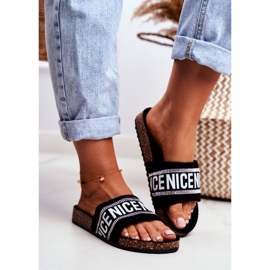 EVE Dámské černé pantofle na korku s kamínky BeNice černá 2