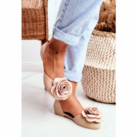 LU BOO Gumové balerínky Meliski Flowers Beige Esther béžový 1