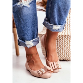 LU BOO Gumové balerínky Meliski se luky béžové Joleen béžový 1