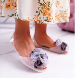 Lu Boo | Gumové balerínky Meliski Flowers White Candela bezbarvý 1