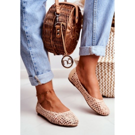 Dámské béžové prolamované balerínky Lu Boo béžový 1