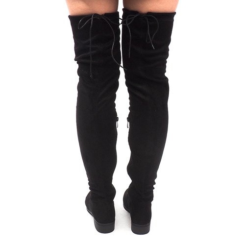 Semišové boty na pompon AB02-53 černé černá 1