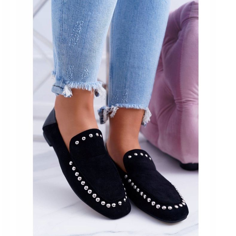 Dámské baleríny Lu Boo Black Black Lords s kamínky Planta černá 1