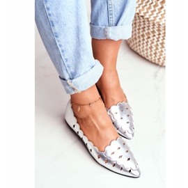 Lu Boo Dámské balerínky Stříbrná metalíza Dianna šedá 2