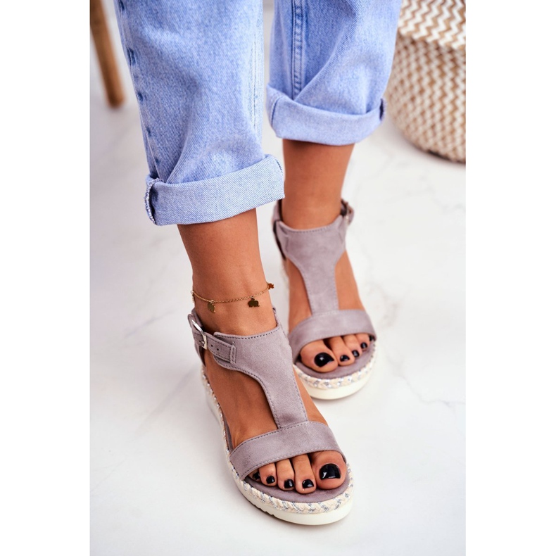 BUGO Dámské sandály na klínku šedé Rosa šedá 1