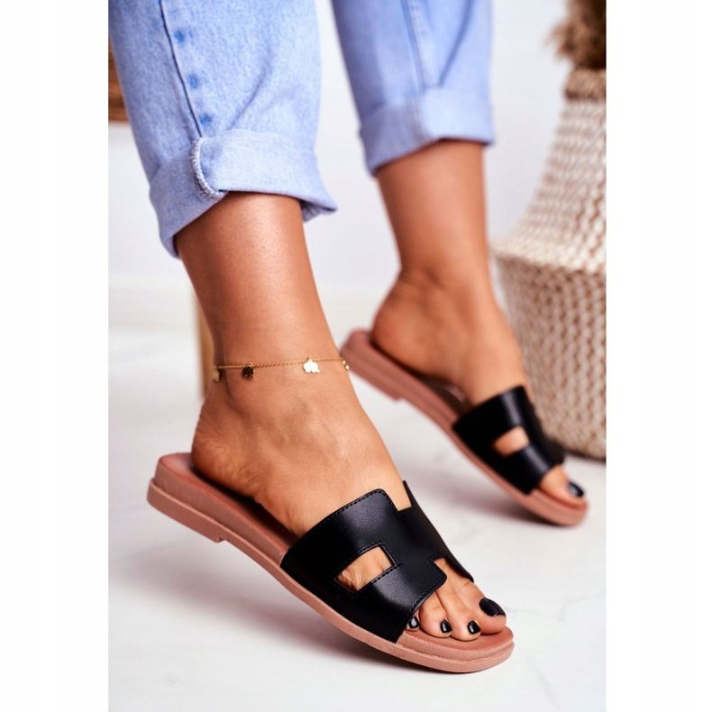 BUGO Dámské černé geometrické pantofle Theodora černá 1