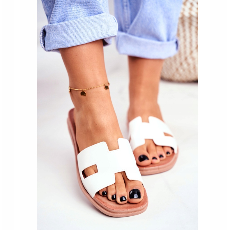 BUGO Dámské pantofle bílé geometrické klasické Theodora bílý 2