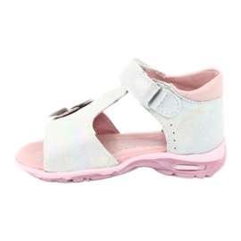 Sandály lesklé se suchým zipem Ren But 1406 bílý modrý šedá růžový 1