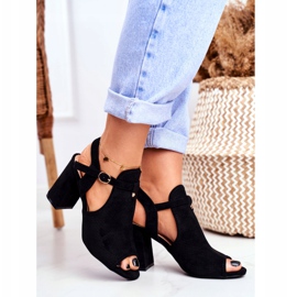 BUGO Dámské sandály na podpatku Prolamovaná černá Kira 2