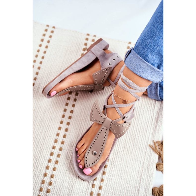 Lu Boo Dámské šedé svázané sandály japonské Mara šedá 3