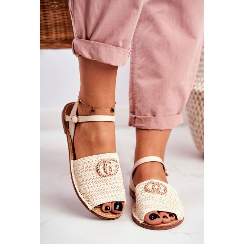 Béžové dámské ploché sandály Lu Boo pletená Felicia béžový 2